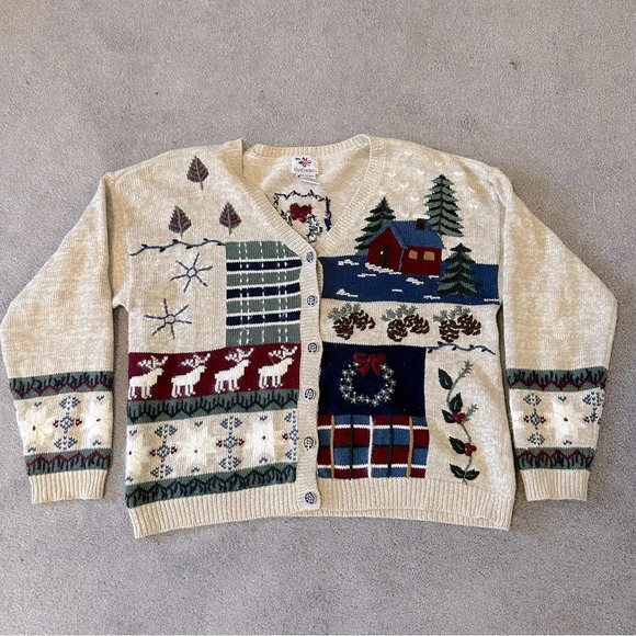 Nutcracker Christmas Cardigan Ugly Cute Cottagecore Grannycore - Picture 1 of 4